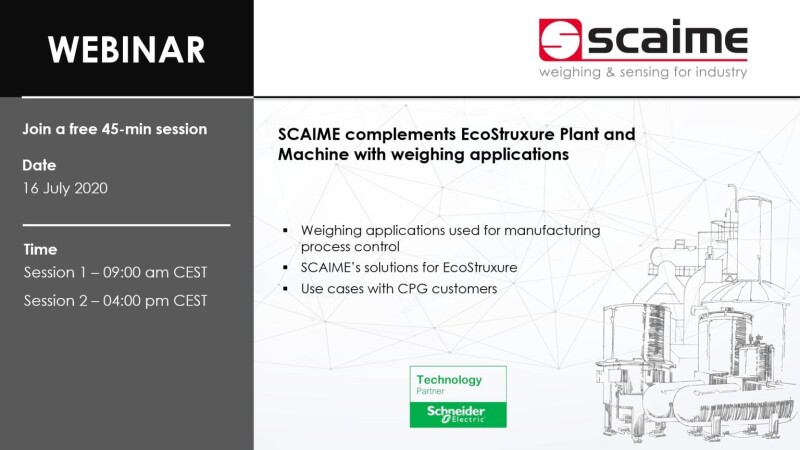 Free Webinar: SCAIME complements EcoStruxure Plant and Machine with weighing applications