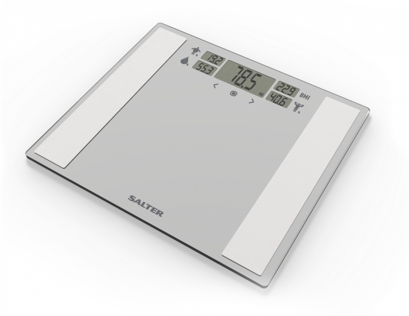 Salter Ultra Slim Analyser Bathroom Scales Sleek Design Measure Weight Body Fat 8 User Memory & Athlete Mode Easy Read Display 15 Year Guarantee BMI Water Percentage 