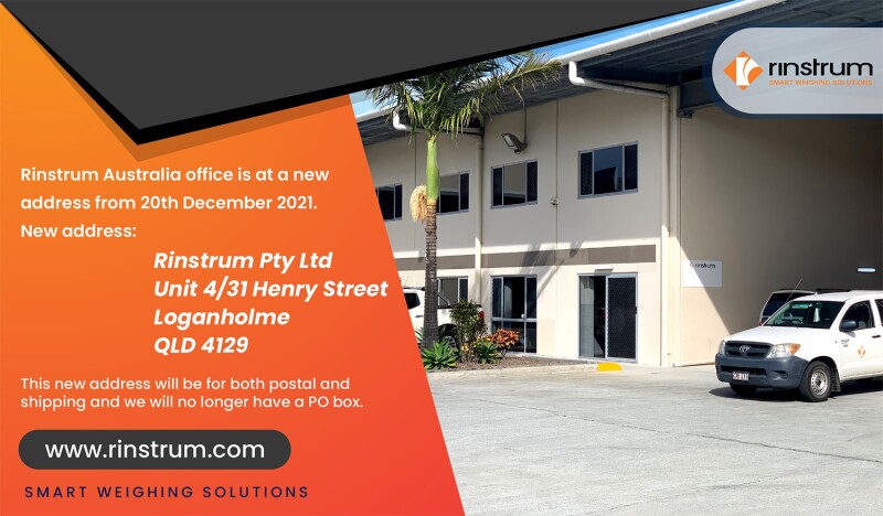 Notice: Rinstrum Australia Office is at a New Location From the 20th of December 2021
